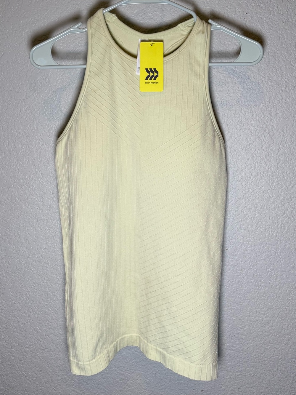 All In Motion Pale Yellow Ribbed High-Neck Tank